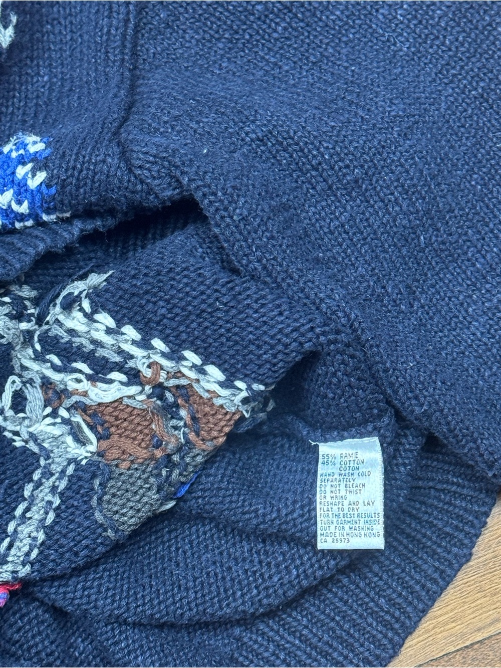 Vintage Gaddy Collection Ski Pattern 1/4 Zip Sweater Cotton Blend - Navy - Picture 6 of 6